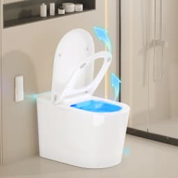 Hcore Smart Tankless One-Piece Toilet with Built-in Bidet Heated Seat Night Light UV Dryer Foot Sensor Auto Lid&Seat