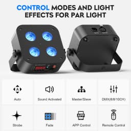 U'King 4PCS/8PCS 4x18W LED RGBWA+UV Par Light Wireless APP Control LED Par Light DMX Bulit-in Battery Stage Light for DJ Party