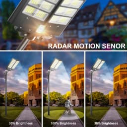 1-Pack 6000W Solar LED Flood Light, Solar Street Light with Motion Sensor & Remote Control, Dusk-to-Dawn Auto On/Off, 3 Brightness Modes, IP65 Waterproof, Easy Installation, Ideal for Yard, Patio, Basketball Court, Parking Lot & Street