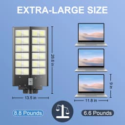1-Pack 6000W Solar LED Flood Light, Solar Street Light with Motion Sensor & Remote Control, Dusk-to-Dawn Auto On/Off, 3 Brightness Modes, IP65 Waterproof, Easy Installation, Ideal for Yard, Patio, Basketball Court, Parking Lot & Street