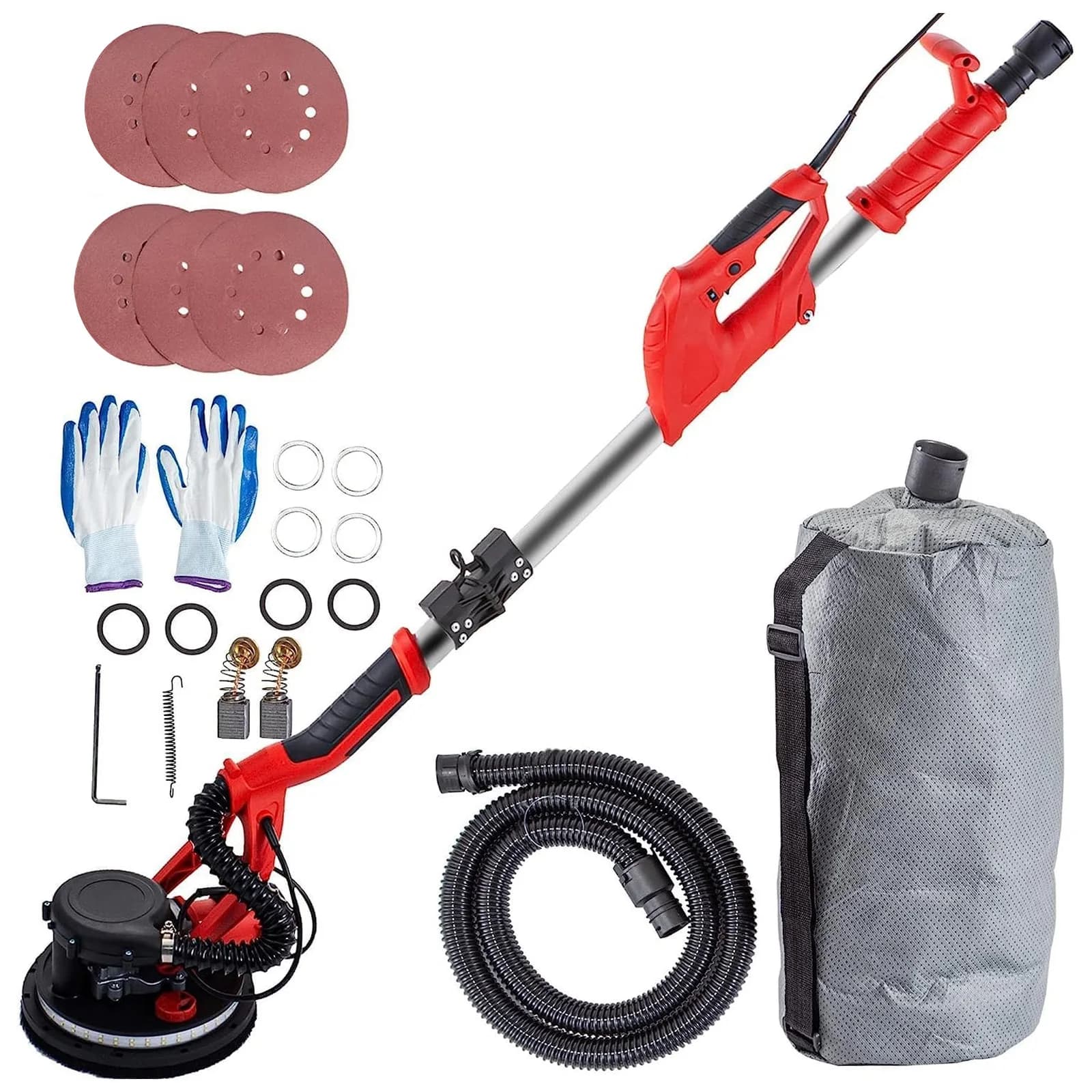 SucceBuy 850W Drywall Sander Variable Speed 800-1750 RPM Electric Drywall Sander Foldable Sheetrock Sander with Telescope Handle