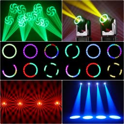 U'King 120W Focusing Moving Head Light DMX Stage Light with Halo Strip 7Gobos 7Colors 3Prisms RGBW LED Spotlight for DJ Disco
