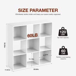 JHK 9 Cube Storage Organizer Wooden Shelf Bookcase Open Bookshelf for Living Room and Home Office Display Storage Bookcase