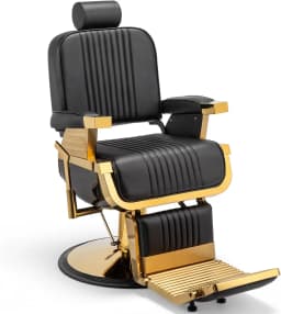 700lbs Heavy Duty Vintage Recline Barber Chair – Hydraulic, 360° Rotatable with Headrest for Professional Salons,Customized