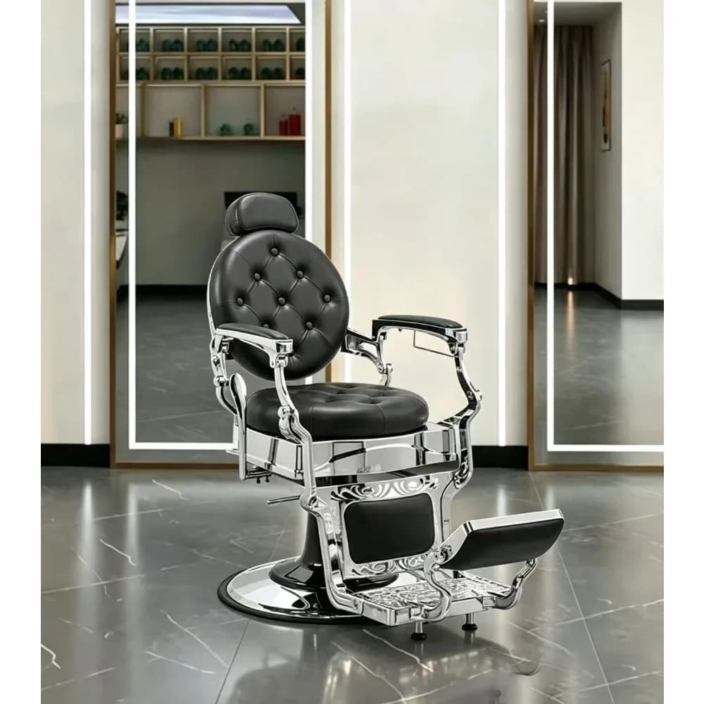 700lbs Heavy Duty Vintage Recline Barber Chair – Hydraulic, 360° Rotatable with Headrest for Professional Salons,Customized