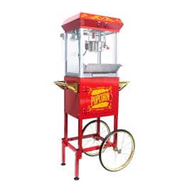 Popcorn Machine with Cart, 8Oz Stainless Steel Kettle, 650W Theater-Style Popper with Heated Warming Deck for Home Theater