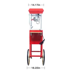 Popcorn Machine with Cart, 8Oz Stainless Steel Kettle, 650W Theater-Style Popper with Heated Warming Deck for Home Theater