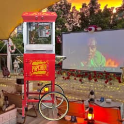 Popcorn Machine with Cart, 8Oz Stainless Steel Kettle, 650W Theater-Style Popper with Heated Warming Deck for Home Theater