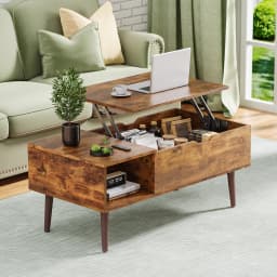 MCQ 39.37"x19.7" Wood Living Room Lift Top Coffee Tables Adjustable Storage Shelf Easy Lift Or Lower For Tea Dining Tables