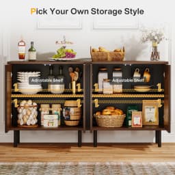 Tribesigns Vintage Storage Cabinet Set of 2, 59" Sideboard Buffet with Storage, Farmhouse Buffet Sideboard Cabinet with Doors