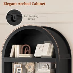 81-inch tall arched cabinet, bookcase with storage space, six-tiered bookshelf in a medieval-modern style, Customizable