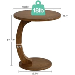 Round End/Side Table, Wooden C-Shaped End Table, Mid-Century End Table, Boho Side Table for Living Room & Bedroom