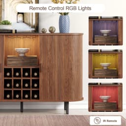 Wine Bar Cabinet w/ LED Light,Liquor Cabinet for Home,Coffee Bar Cabinet w/ Wine Rack & Glass Holder,Walnut Buffet Sideboard