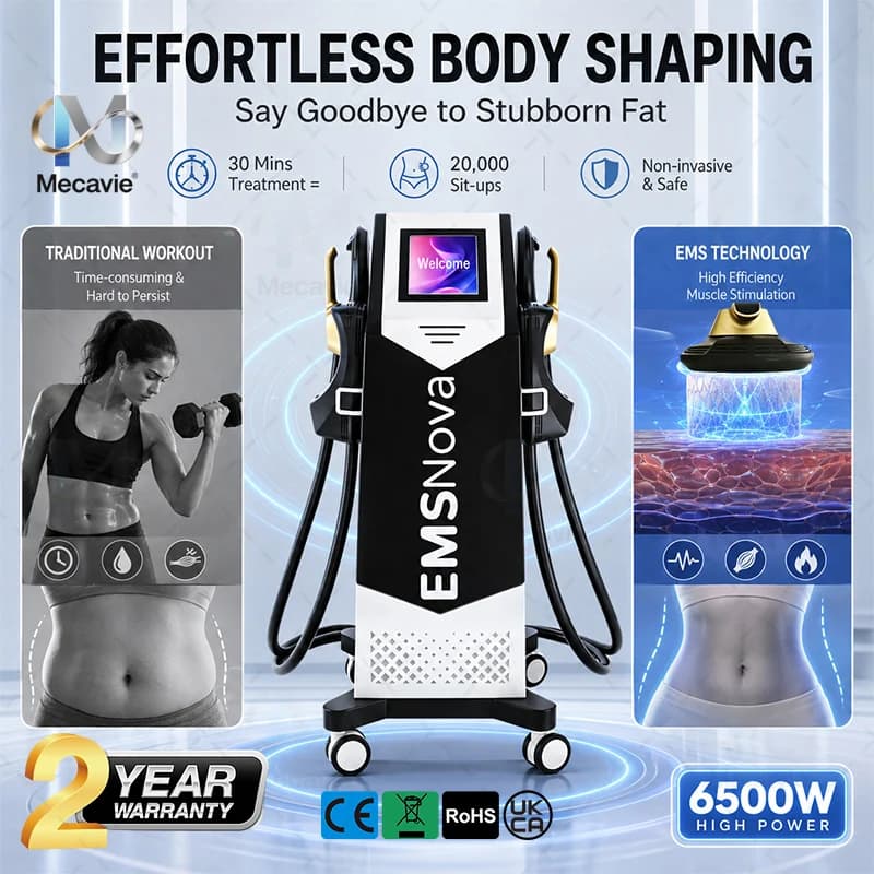 MECAVIE 2026 EMS 6500W Body Toning Device Electro Muscle Stimulation Fat Elimination Muscle Building for Fitness Beauty Health