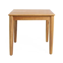 Rustic Acacia Wood Side Table with Slat Top, Weather Resistant Outdoor Accent End Table
