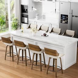 Set of 2 Mid-Century Modern 26 Inch Swivel Bar Stools, Counter Height Stools with Bentwood Back & Legs, Customized