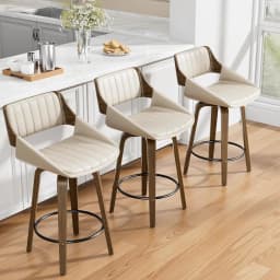 Set of 2 Mid-Century Modern 26 Inch Swivel Bar Stools, Counter Height Stools with Bentwood Back & Legs, Customized