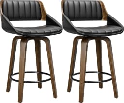 Set of 2 Mid-Century Modern 26 Inch Swivel Bar Stools, Counter Height Stools with Bentwood Back & Legs, Customized