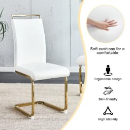 Modern Dining Chairs Set of 4, PU Faux Leather High Back Upholstered Dining Room Side Chair with Horizontal Stripe, Customized