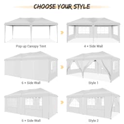 Canopy 10x20 Pop Up Canopy Tent with 6 Sidewalls Easy Pop Up Tent 10x20 Waterproof Commercial Instant Shelter UPF 50+ Portable