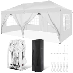 Canopy 10x20 Pop Up Canopy Tent with 6 Sidewalls Easy Pop Up Tent 10x20 Waterproof Commercial Instant Shelter UPF 50+ Portable