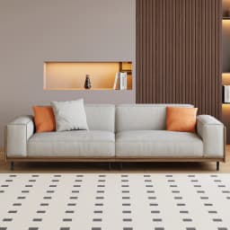 Modern medieval-style 82.67-inch three-seater sofa set with a solid wood frame, high-density foam cushions, and sturdy metal leg