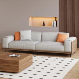 Modern medieval-style 82.67-inch three-seater sofa set with a solid wood frame, high-density foam cushions, and sturdy metal leg