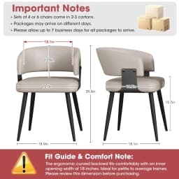 Modern Dining Chairs Set of 2, Upholstered Faux Leather Kitchen Side Chairs with Curved Open Back, Easy Assembly, Customized