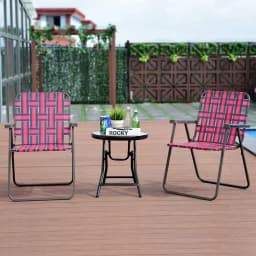 Set of 6 Patio Folding Web Chair Set Portable Beach Camping Chair Red