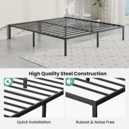 JHK 18IN Tall Basic Metal Platform Bed Frame Sturdy Steel Heavy Duty with Storage Space Bedroom Frames Slat Support For Home