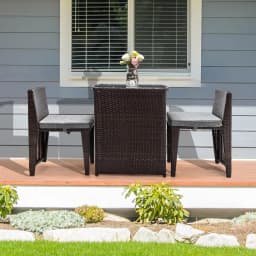 3 PCS Wicker Outdoor Patio Bistro Set, Patio Furniture Set for Small Space with Glass Top Table Dining Chairs,, Customized