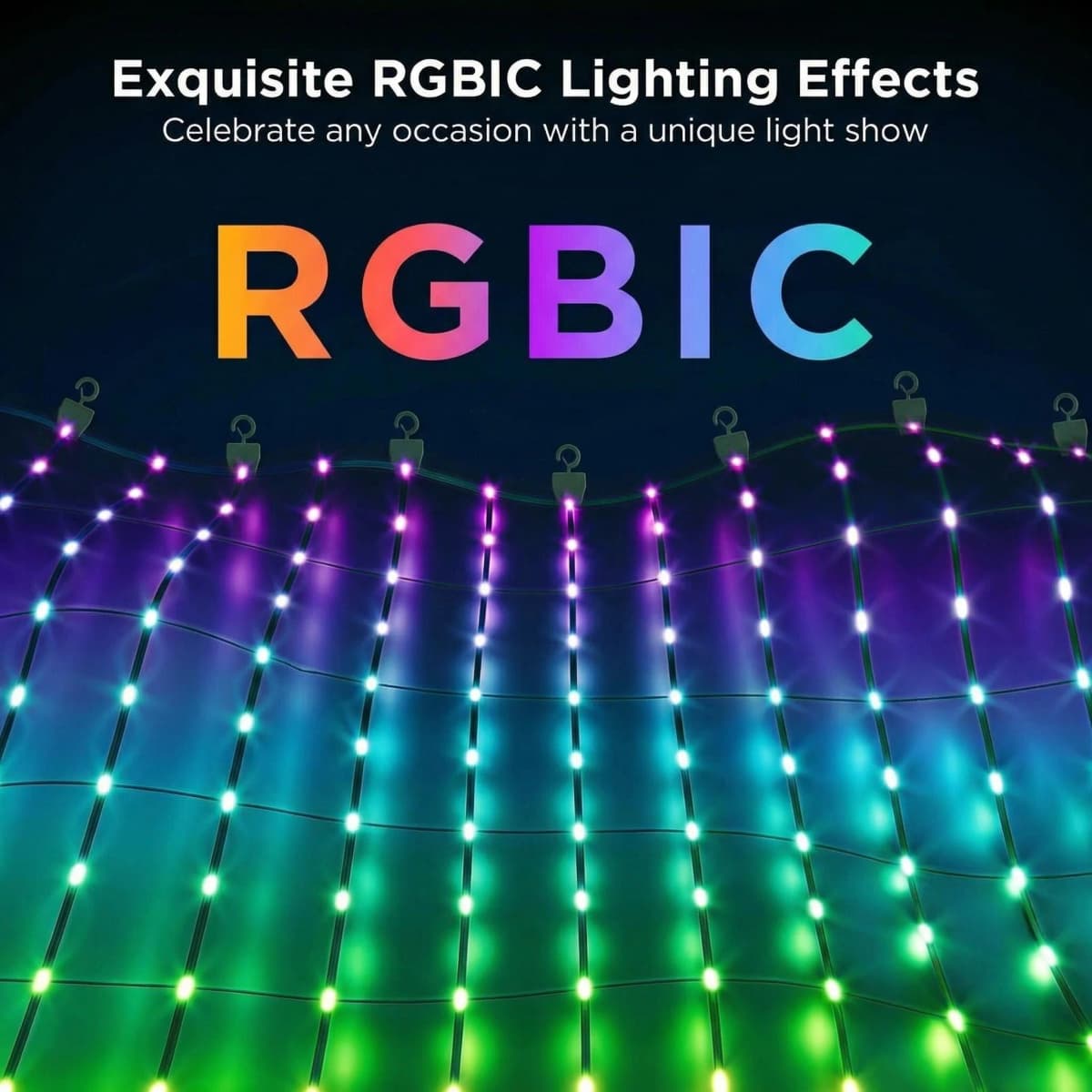 Smart Net Lights Outdoor, RGB&IC Lights with App/Remote Control, DIY Modes, Waterproof Mesh Light for Patio Bush Decor