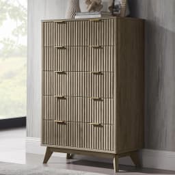 Fluted 5 Drawers Dresser, 48" Tall Modern Chest of Drawers, Curved Profile Design, Wood Drawer Organizer, Customized