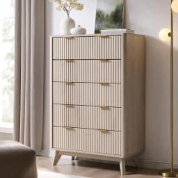 Fluted 5 Drawers Dresser, 48" Tall Modern Chest of Drawers, Curved Profile Design, Wood Drawer Organizer, Customized