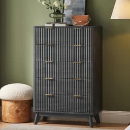 Fluted 5 Drawers Dresser, 48" Tall Modern Chest of Drawers, Curved Profile Design, Wood Drawer Organizer, Customized