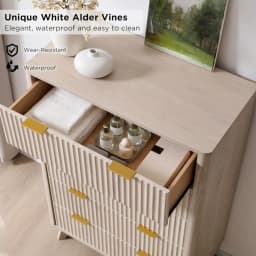 Fluted 5 Drawers Dresser, 48" Tall Modern Chest of Drawers, Curved Profile Design, Wood Drawer Organizer, Customized