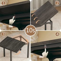Dining Table Set for 4, Extendable Kitchen Table Cushion Chairs Set of 4, Rectangle Dining Table with Metal Frame & MDF Board, F