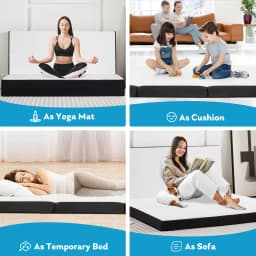 MCQ 3 Inch Tri-fold Mattress Portable Bed Pad Foldable Collapsible and Washable Cover with CertiPUR-US Certified for Home