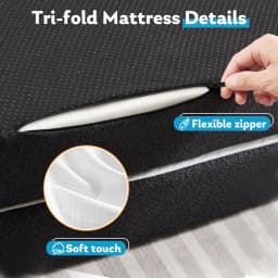 MCQ 3 Inch Tri-fold Mattress Portable Bed Pad Foldable Collapsible and Washable Cover with CertiPUR-US Certified for Home