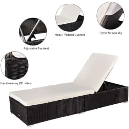 Wicker Chaise Lounge Patio Chaise Lounge Chair Wicker Rattan Pool Lounge Chair with Adjustable Backrest Removable, Customized