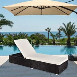 Wicker Chaise Lounge Patio Chaise Lounge Chair Wicker Rattan Pool Lounge Chair with Adjustable Backrest Removable, Customized