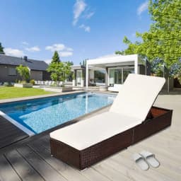 Wicker Chaise Lounge Patio Chaise Lounge Chair Wicker Rattan Pool Lounge Chair with Adjustable Backrest Removable, Customized