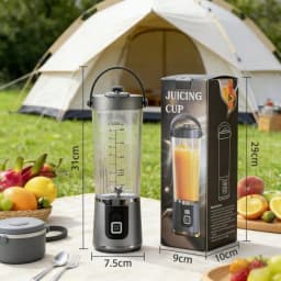 2 Colors Gorgeous Portable USB Charging Mini Blender and Juicer - 3 Modes, Digital Display, 12 Blades, 15 OZ, Easy to Clean, Sui