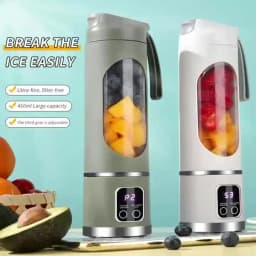 2 Colors Gorgeous Portable USB Charging Mini Blender and Juicer - 3 Modes, Digital Display, 12 Blades, 15 OZ, Easy to Clean, Sui