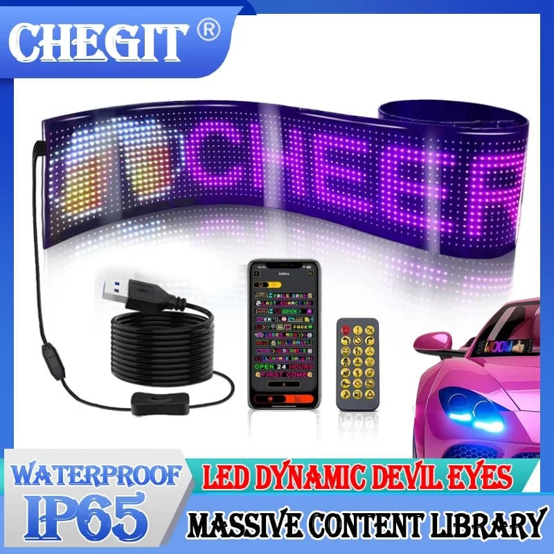 LED Matrix Pixel Panel  Scrolling Bright Advertising LED Signs  Flexible USB 5V LED Car Sign Bluetooth App Control