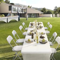 8Ft Folding Portable Collapsible Long Plastic Table For Outdoor Indoor Camping Party Dining Wedding Banquet Craft
