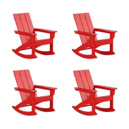 Poly Lumber Adirondack Rocking Chairs Set 4, All Weather Outdoor Porch Garden Patio, Custom