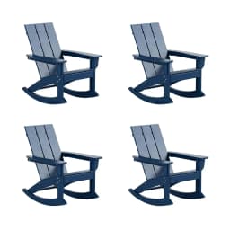 Poly Lumber Adirondack Rocking Chairs Set 4, All Weather Outdoor Porch Garden Patio, Custom