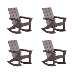 Poly Lumber Adirondack Rocking Chairs Set 4, All Weather Outdoor Porch Garden Patio, Custom