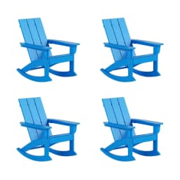 Poly Lumber Adirondack Rocking Chairs Set 4, All Weather Outdoor Porch Garden Patio, Custom